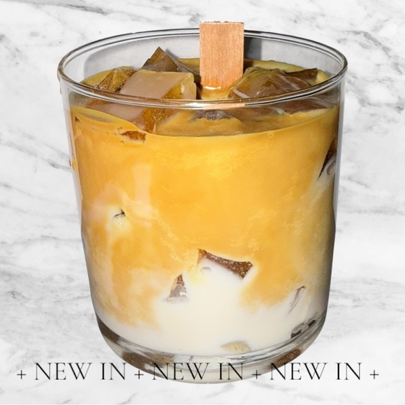 ** SOLD OUT ** Iced Coffee Latte Handmade Soy Candle With Crackle Wood Wick - Picture 3 of 4